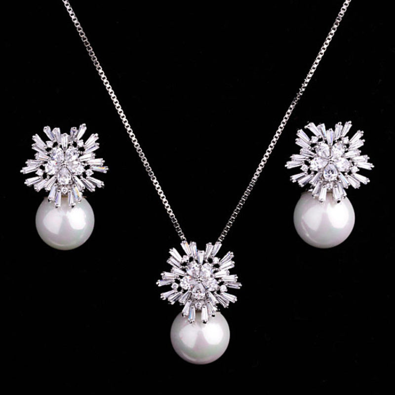 Pearl necklace earrings set