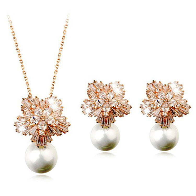 Pearl necklace earrings set