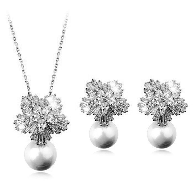 Pearl necklace earrings set