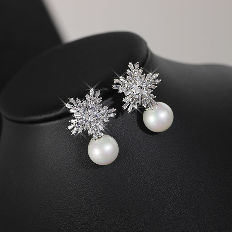 Pearl necklace earrings set